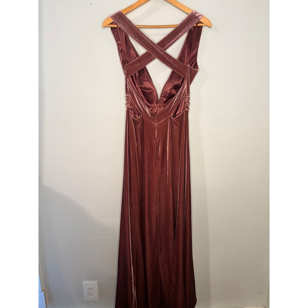 Revelry Dylan Velvet Maxi Dress Rust Rose Pink Criss‎ Cross Back Size 6 - Picture 6 of 7